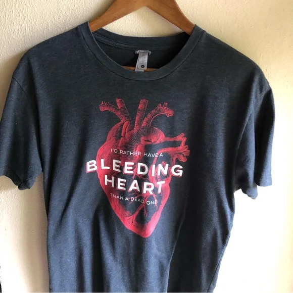 Next Level Apparel. Bleeding Heart Graphic Tshirt. Gray Shirt Size Medium - Picture 4 of 9